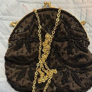 Elegant Black Beaded Evening Bag